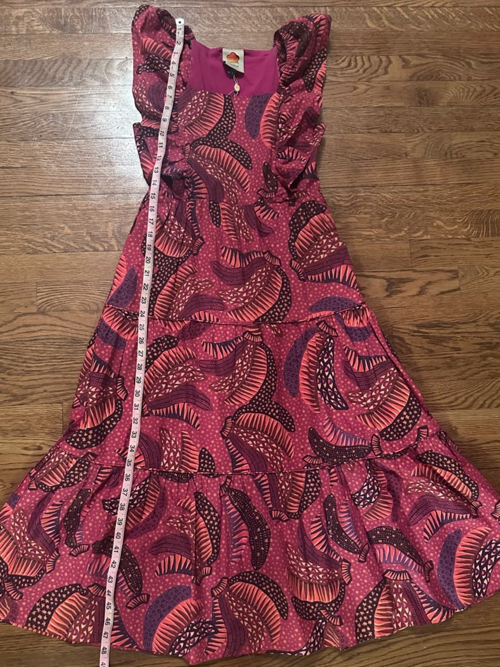 FARM Rio Wild Bananas Ruffled Midi Dress NWT - Picture 5 of 11